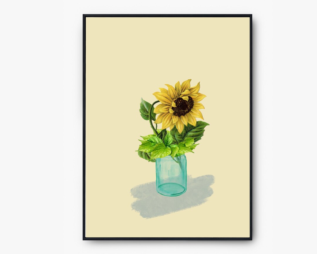 Sunflower in a Jar ,modern Printable Art, Printable Wall Art, Digital