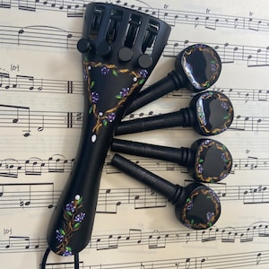 Floral Violin Pegs and Tailpiece
