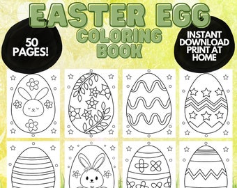 Cute Easy Easter egg Coloring pages for Kids and Toddlers, Printable coloring pages for Easter, Easter Basket Stuffer for Kids PDF printable