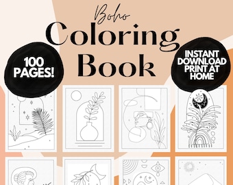 Minimalist Boho Coloring pages for Adults, Boho coloring book,  printable coloring pages for adults, adult coloring book, Printable coloring