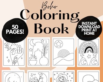 Minimalist Boho Coloring pages for Adults, Boho coloring book,  printable coloring pages for adults, adult coloring book, Printable coloring