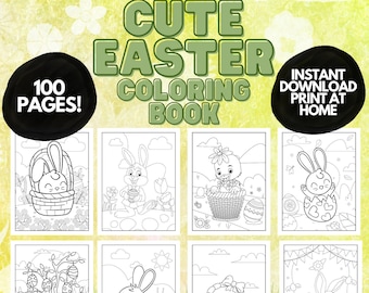 Cute Easter Coloring pages for Kids, 100 printable coloring pages for Easter, Printable Kids coloring book Easter, Homeschool Printable