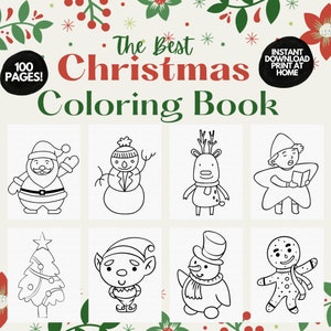 100 Christmas Coloring Pages for Kids, Christmas colouring pages, Christmas Kids coloring book, Coloring book for kids, Printable coloring