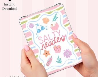 Salty Reader Kindle Insert | Coastal Beach Aesthetic | Printable Clear Case Decor | Digital Download