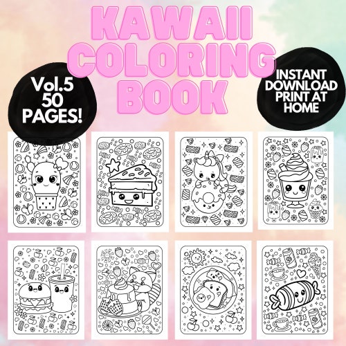 Cute Kawaii Coloring Book for Kids Teens Adults Coloring - Etsy