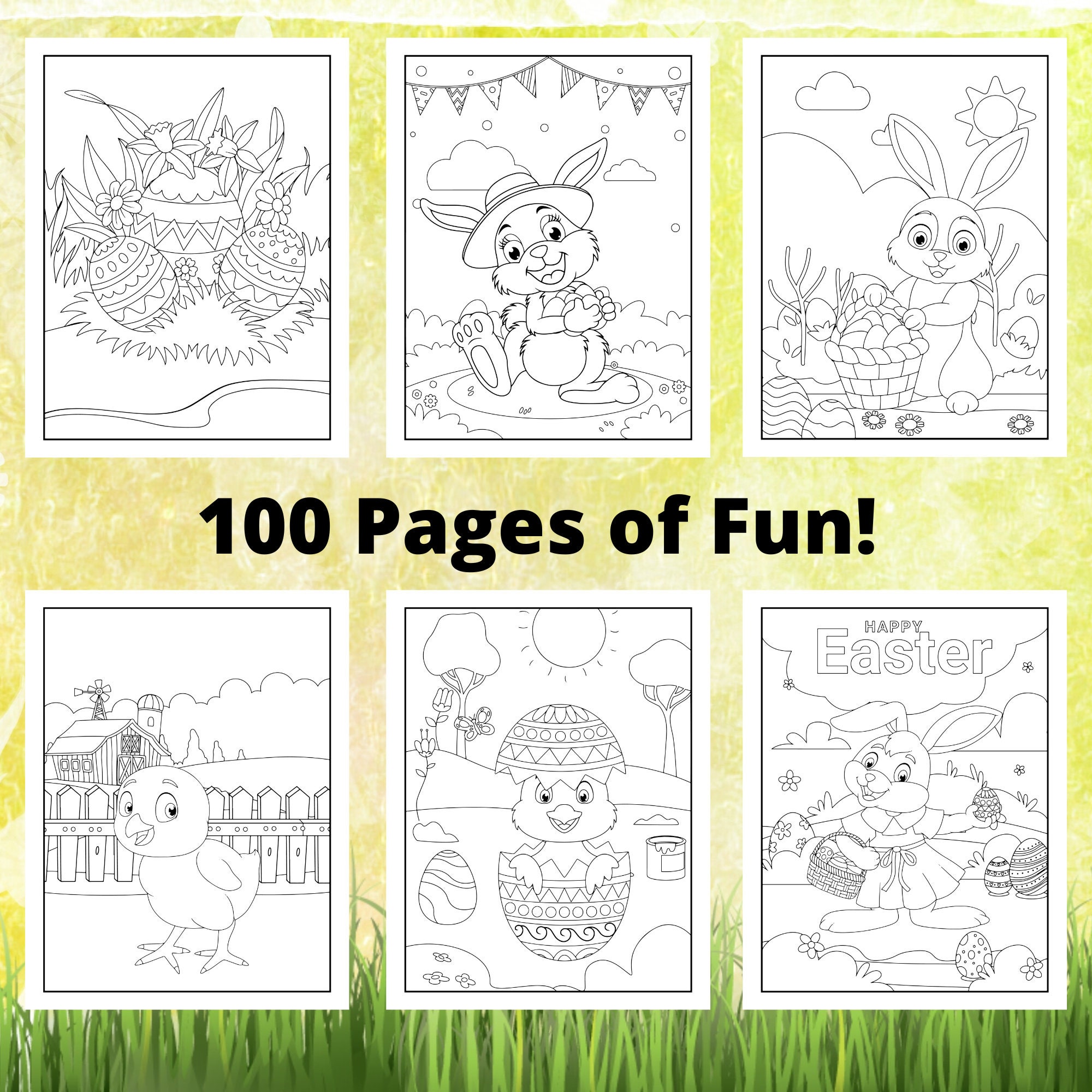 Cute Easter Coloring Pages for Kids, 100 Printable Coloring Pages for ...