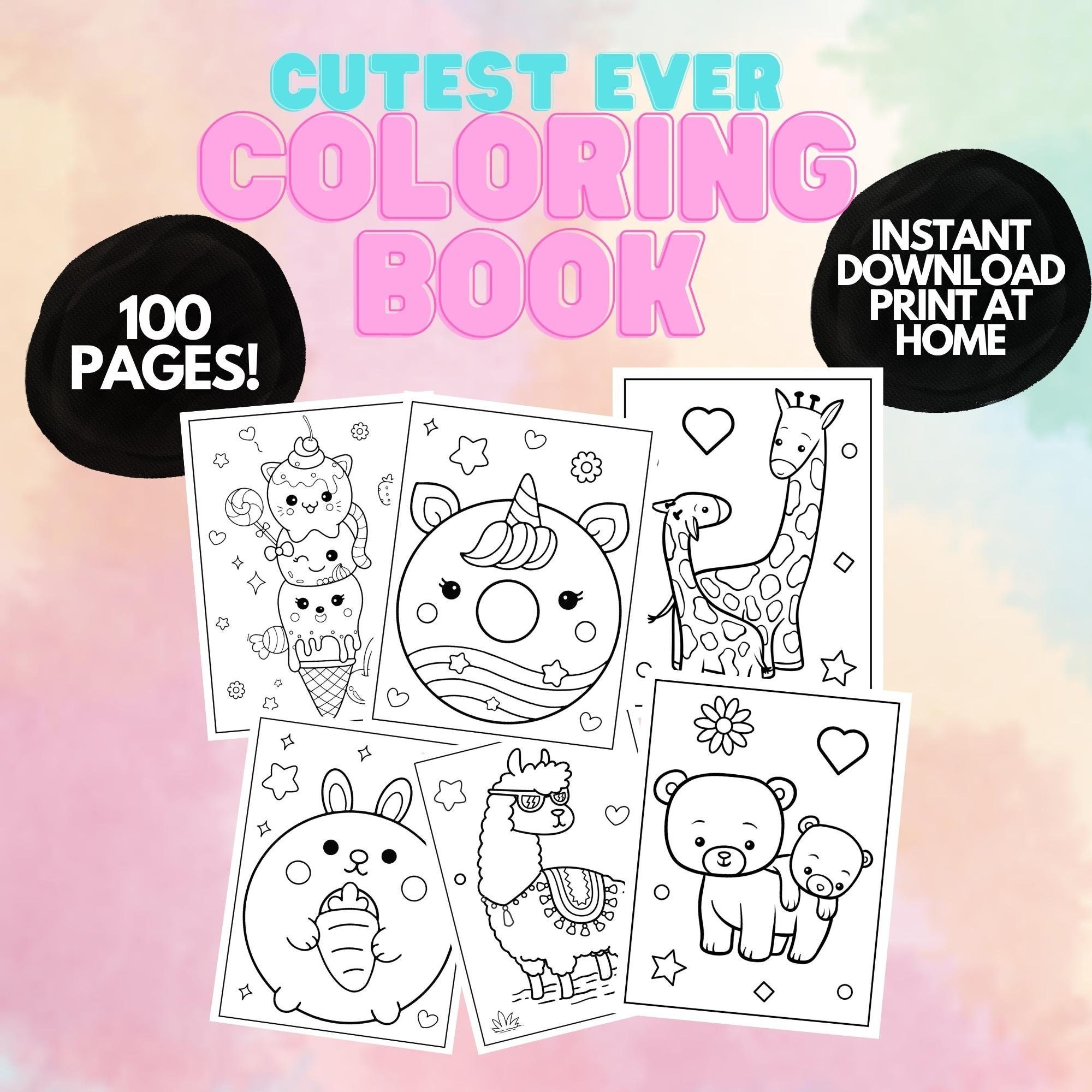 Kawaii Cute Coloring Book Set W/Color Pencils & 150 Stickers By Bookoli UK  New!