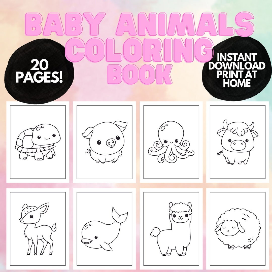 Easy Baby Animal Coloring Pages for Kids Toddlers, Printable Coloring ...