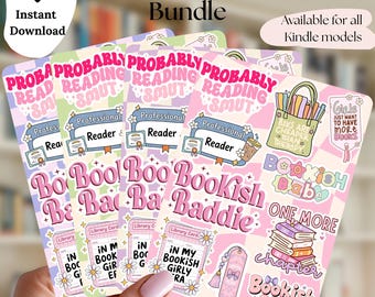 Girlie Bookish Kindle Insert Bundle | Pink, Purple & Green Checkered Designs | Printable Digital Download