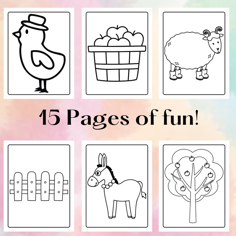 Easy Farm Animal Coloring Pages for Toddlers/kids, Printable Coloring