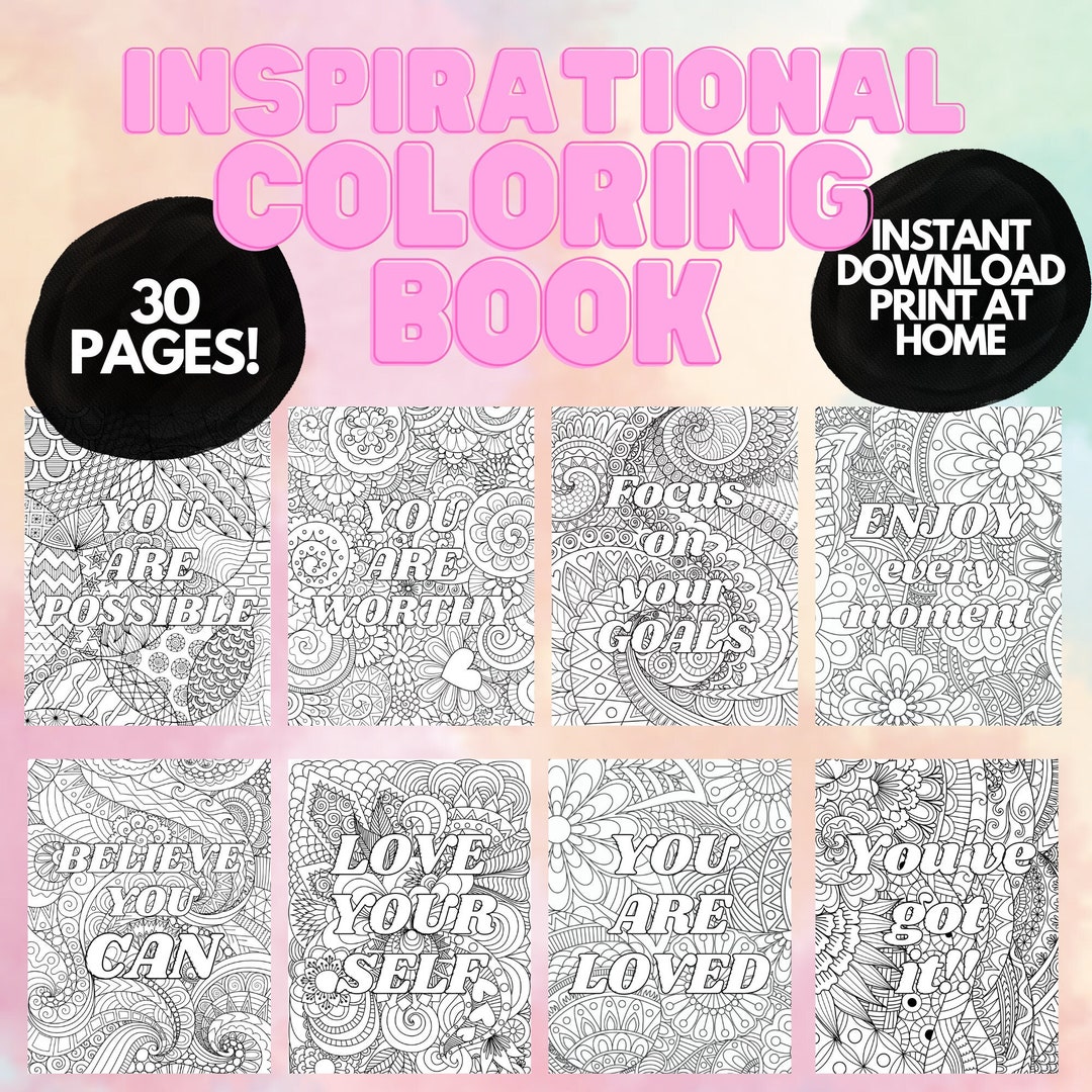 30 Inspirational Coloring Pages For Adults Quote Coloring Book 