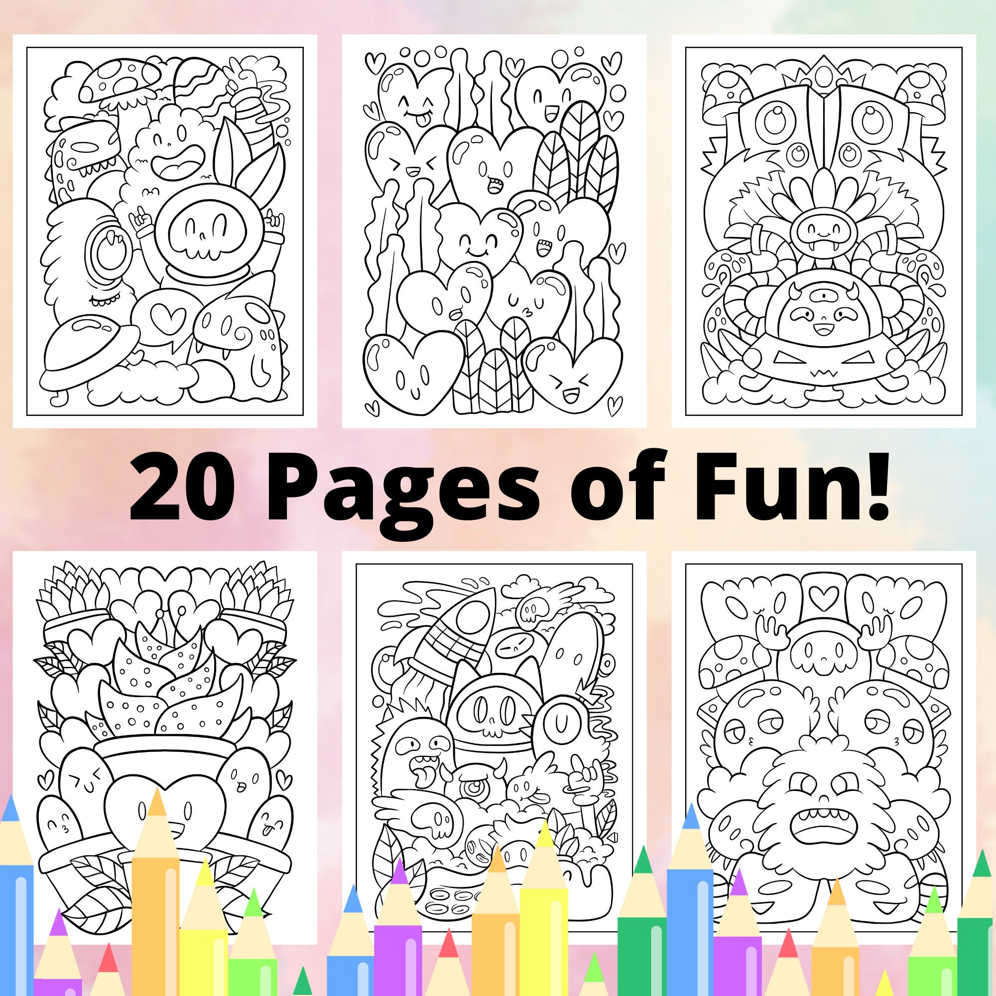 10 Kawaii Doodle Printable Coloring Pages for Adults: Unleash Your Inner Artist