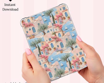 Mediterranean Summer Kindle Insert | Greek Isles Aesthetic | Printable Clear Case Decor | Digital Download