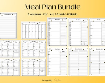 Meal Plan Bundle - Meal organization, Batch Cooking