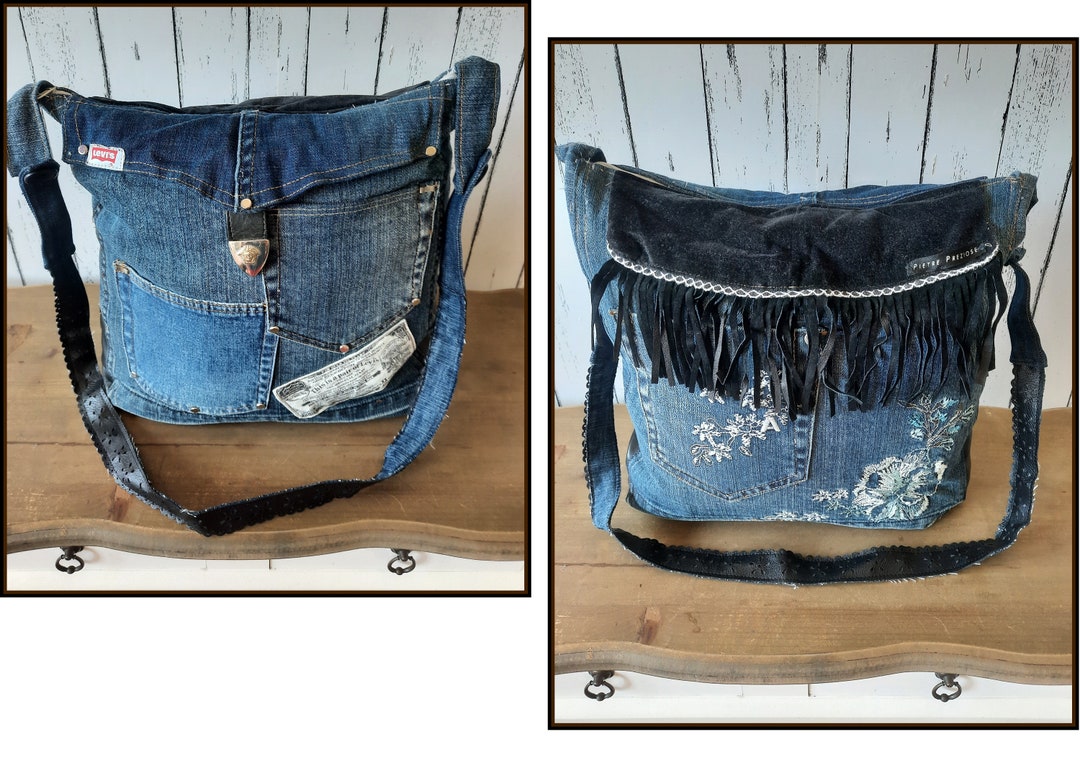 NEW 2 in 1 Handmade Denim Jeans Bag With 2 LOOKS SIDES Etsy