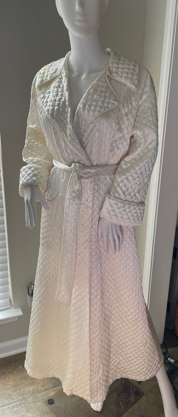 Vintage Robe Victorias Secret Ivory Quilted Sz Pe… - image 2