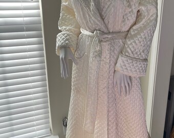 Vintage Robe Victorias Secret Ivory Quilted Sz Petite Small