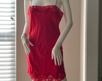 Valentines Day Lingerie Vintage Lingerie Victorias Secret Gold Label chemise red sz small