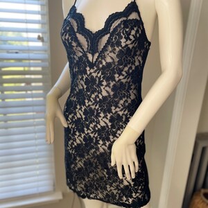 Vintage Lingerie 90's lace babydoll slip dress black lace image 3