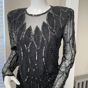 Vintage Trophy Mob  Wife Glamour Party Top Sz Medium Beaded Black