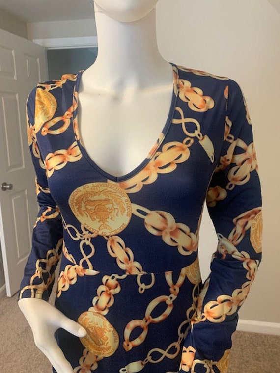 Retro Core Logo Dress Horsebit Blue Gold Hermes Style S/M - Etsy Retro Core Logo Dress Horsebit Blue Gold Hermes Style S/M - Etsy