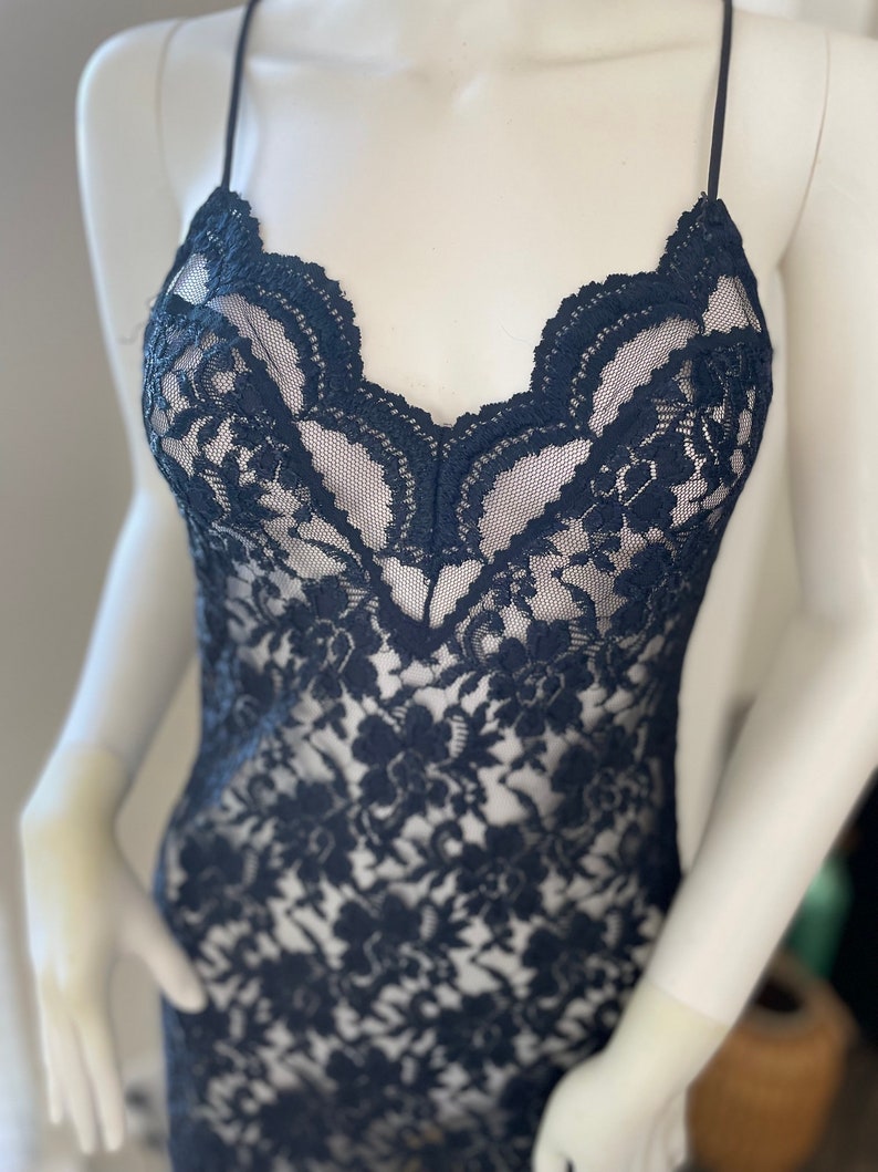 Vintage Lingerie 90's lace babydoll slip dress black lace image 7