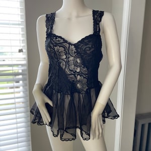 VINTAGE Lingerie Vintage Lingerie Inner Most lace babydoll sz small black lace