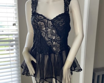VINTAGE Lingerie Vintage Lingerie Inner Most lace babydoll sz small black lace