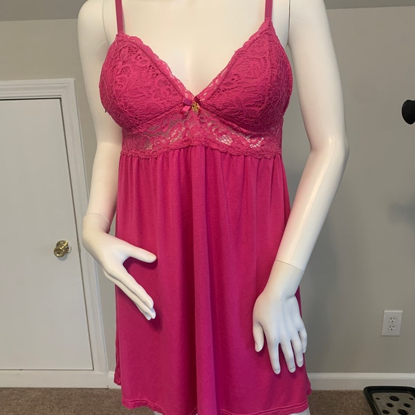 Valentines Day Lingerie Daisy Fuentes Chemise Pink  Y2K
