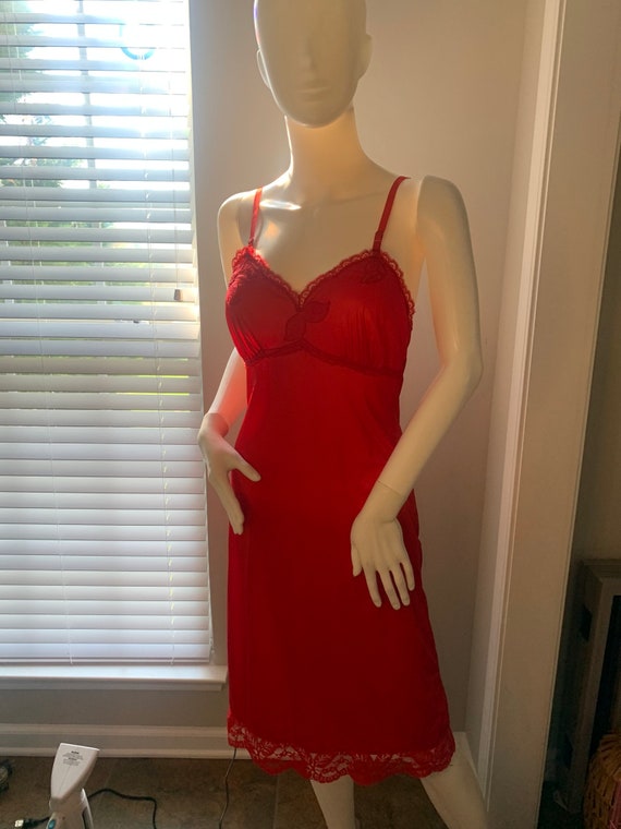 Valentines Day Lingerie Vintage Lingerie Red Slip… - image 2