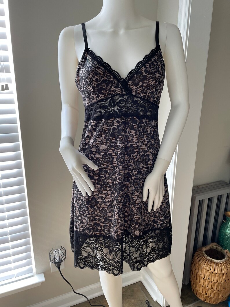 Vintage Lingerie Slip Dress Y2K Slip Lace Printed Black and Etsy