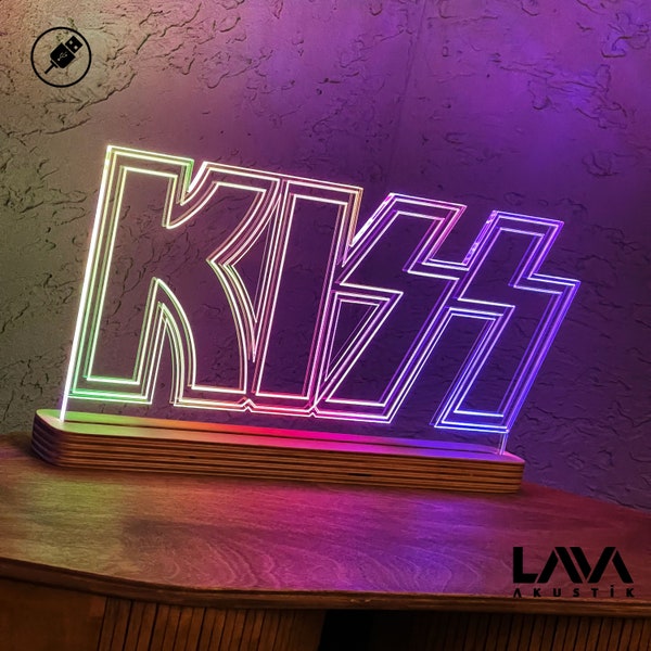 Kiss Metal Rock USB Night Lamp All Colours And Rainbow Animations With Remote