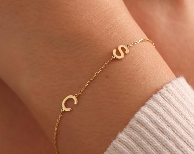 Initial Bracelet, Dainty Letter Bracelet, Christmas Gift, Bridesmaid Bracelet, Custom Letter Bracelet, Personalized Jewelry, Gift For Her