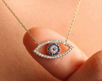 Silver Evil Eye Necklace, Gold Evil Eye Necklace, Minimalist Necklace, Evil Eye Charm, Protection Necklace, Evil Eye Charm, Gift For Her