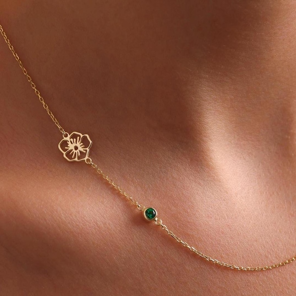 Sideways Birth Flower Necklace, Family Birth Flower Necklace, Birth Flower Family Gift, Personalized Gift For Mom, Mothers Day Gifts