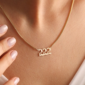 Gold Angel Number Necklace, Lucky Number Necklace, Personalized Gift Jewelry, 111, 222, 333, 444, 555, 666, 777, 888, 999, Gift For Her,