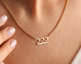 Gold Angel Number Necklace, Lucky Number Necklace, Personalized Gift Jewelry, 111, 222, 333, 444, 555, 666, 777, 888, 999, Gift For Her,