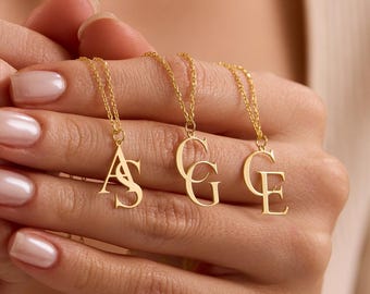 Personalisierte Doppel Initial Halskette, Benutzerdefinierte Initial Halskette, Paare Halskette, Zwei Buchstaben Halskette, Logo Name Halskette, Weihnachtsgeschenk