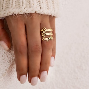 Gold Personalized Ring, Double Name Ring, Custom Name Jewelry, Sterling Silver Ring, Rings For Women, Two Name Ring, Mom Gift, Gift For Her