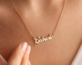 14k Solid gold name necklace, Nameplate Necklace, Custom name necklace, Personalized jewelry, Personalized Gift, Christmas gift, Mom Gift