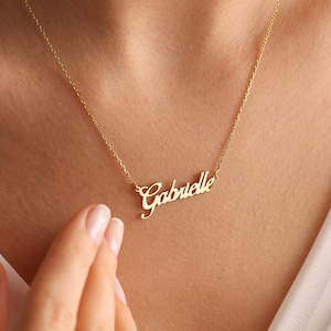 14k Solid gold name necklace, Nameplate Necklace, Custom name necklace, Personalized jewelry, Personalized Gift, Christmas gift, Mom Gift