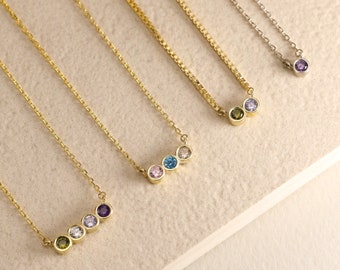 Gold Family Birthstone Necklace, Birthstone Gift, Mothers Day Necklace, Mom Necklace, Gift For Mom, Birthday Gift, Birthstone Jewelry