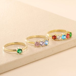 Dainty Birthstone Ring, Family Birthstone Rings, Personalized Gift For Friend, Birthstone Jewelry, Gemstone Ring, Gold Ring, Christmas Gift
