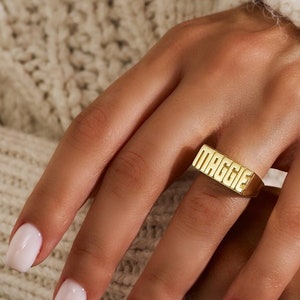 Personalized Ring, Gold Custom Name Ring, Silver Initial Ring, Stacking Name Jewelry, Ring For Women, Birthday Gifts For Her, Mothers Ring