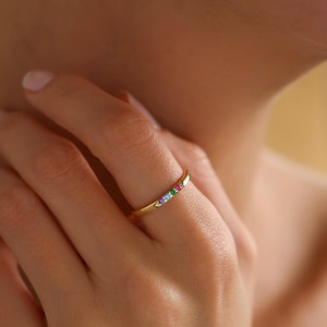 Dainty Birthstone Ring, Family Birthstone Rings, Personalized Gift For Friend, Birthstone Jewelry, Gold Ring, Birthday Gift, Christmas Gift, Mothers Day Gift, Mom jewelry, Family Ring, 2,3,4,5 Stones Ring, Gemstone Ring, Silver Ring, Mothers Ring