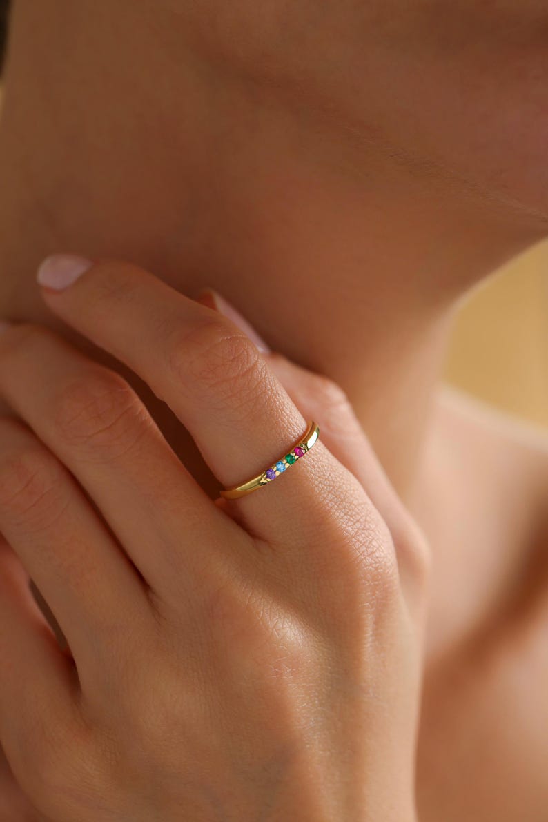 Dainty Birthstone Ring, Family Birthstone Rings, Personalized Gift For Friend, Birthstone Jewelry, Gold Ring, Birthday Gift, Christmas Gift, Mothers Day Gift, Mom jewelry, Family Ring, 2,3,4,5 Stones Ring, Gemstone Ring, Silver Ring, Mothers Ring