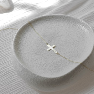 Cross name necklace, Baptism Gift, Personalized Cross Necklace with Name, Christian Gifts for Christening, Minimalist Necklace, Gift For Her image 4