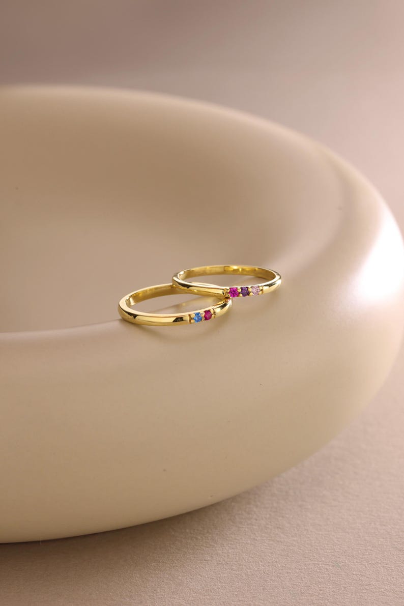Dainty Birthstone Ring, Family Birthstone Rings, Personalized Gift For Friend, Birthstone Jewelry, Gold Ring, Birthday Gift, Christmas Gift, Mothers Day Gift, Mom jewelry, Family Ring, 2,3,4,5 Stones Ring, Gemstone Ring, Silver Ring, Mothers Ring