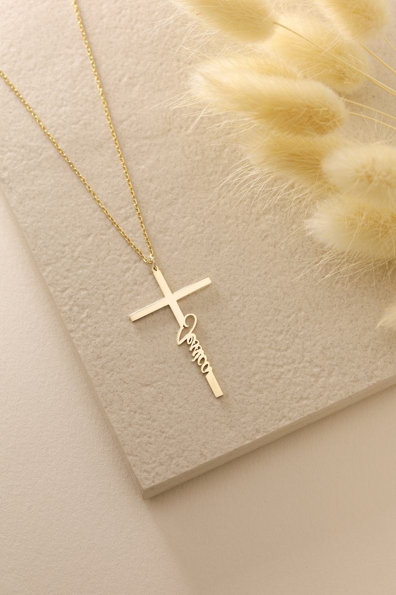 Cross Necklace with Name, First Communion Gift Girl, Confirmation Gifts For girls, Baptism Gift, Personalized Cross Necklace, Christmas Gift image 4