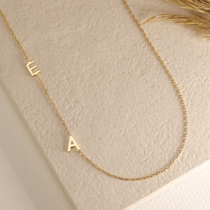 Gold Initial Necklace, Sideways Initial Necklace, Custom Letter Necklace, Personalized Jewelry, Gift For Her, Christmas Gift, Mothers Gifts image 4